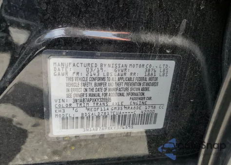 2019 Nissan Sentra Sv z USA, uszkodzony, nr VIN 3N1AB7APXKY326595